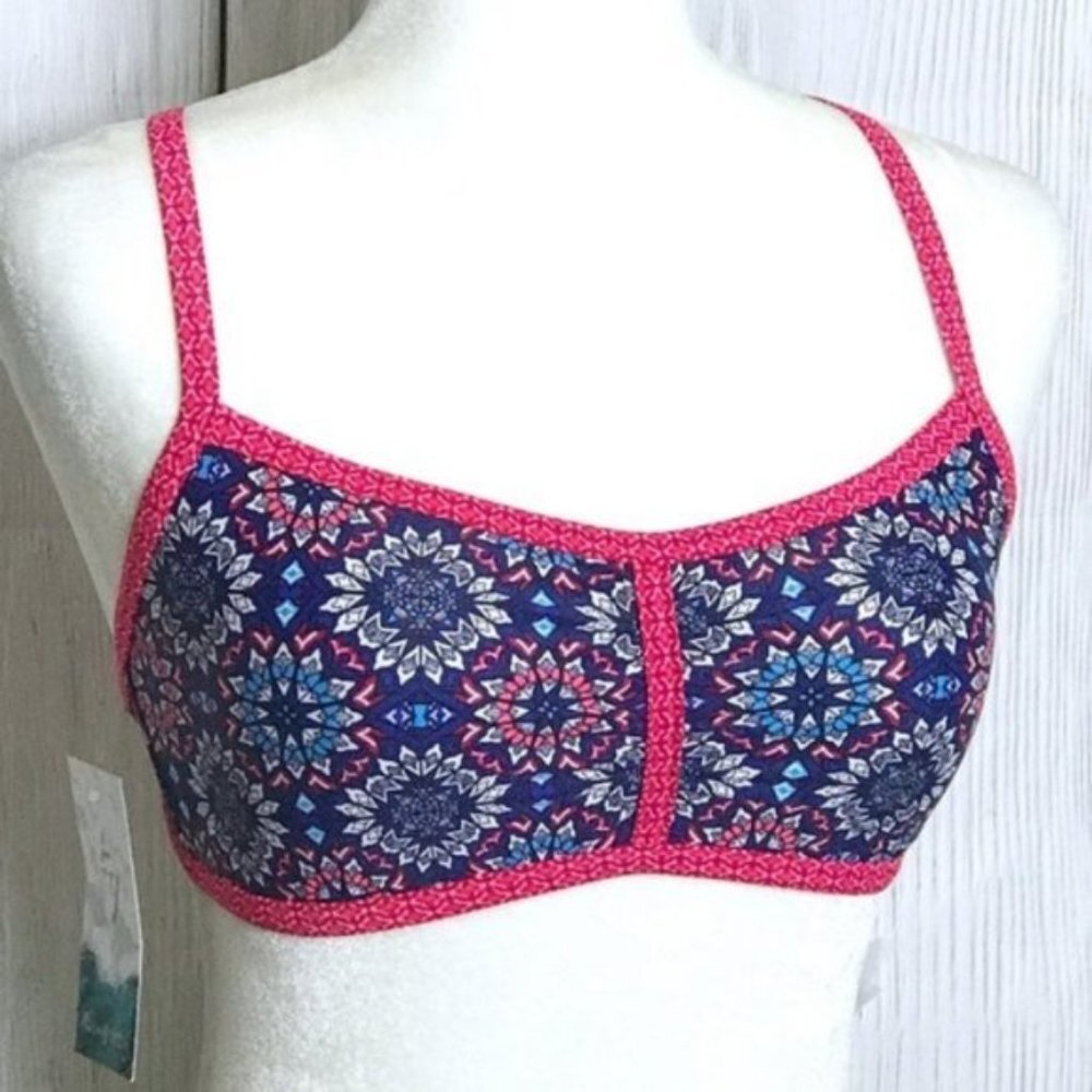 Boho Chic Bandeau Flora Pink & Blue Swim Top